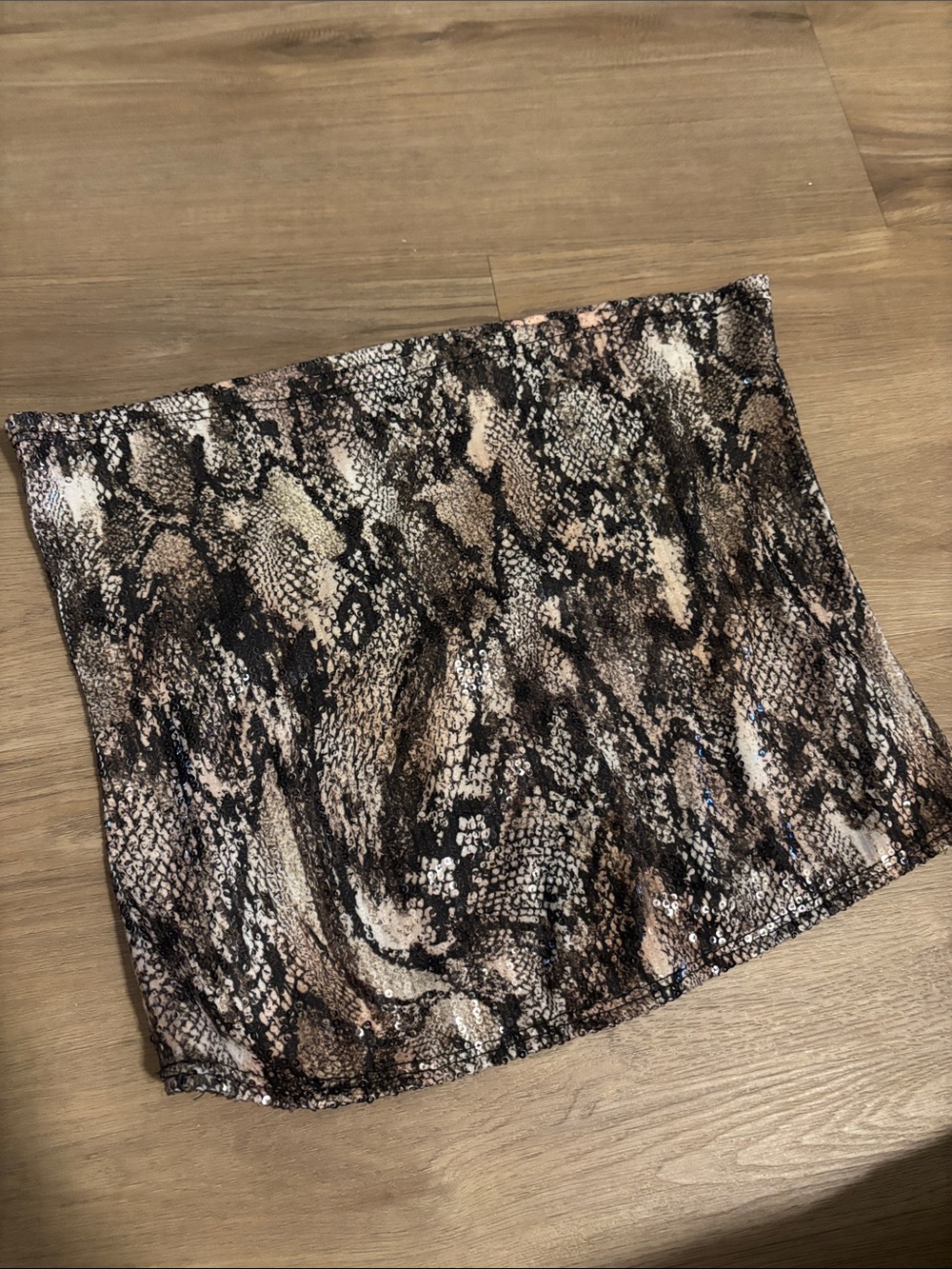 Sequin Snake-Print crop top in Brown